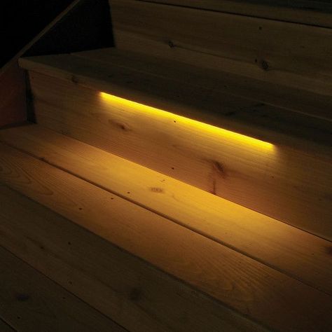 Deck Stair Lights, Installing Led Strip Lights, Led Deck Lighting, Outdoor Led Strips, Outdoor Stair Lighting, Stair Lights, Solar Deck Lights, Deck Stairs, Deck Lights