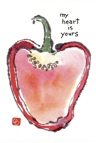 Bell Pepper Painting, Pepper Painting, Sweet Bell Peppers, Step By Step Watercolor, My Heart Is Yours, Red Bell Pepper, Watercolor Inspiration, Watercolour Tutorials, Bell Pepper