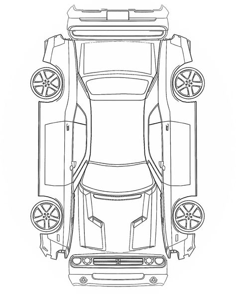 DODGE Challenger Dodge Charger 1970, Paper Cars, Dodge Challenger 1970, Car Template, Car Outline, Mobil Off Road, Iron Man Poster, Toyota Supra Turbo, Car Papercraft