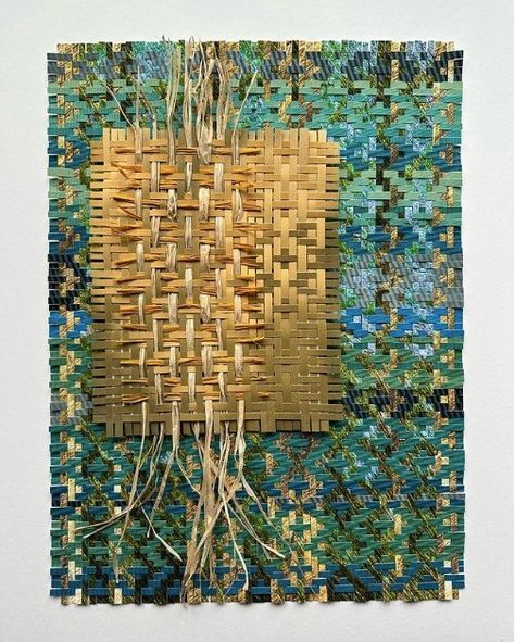 Beautiful pieces of paper weaving by talented artist Libby Raab: @liesel.scribbles Image 1: “Parasitism” Archival Matte Fine Art Paper, 19 mil Cotton Fiber Paper, Paper Raffia 12”x16” Image 2: “Abstract Collaboration” Archival Matte Fine Art Paper 11”x17” #contemporaryart #contemporaryartist #3dsculpture #fabricsculpture #3darts #3dtextiles #contemporarysculpture #3dartworks #weaving #weavingart #textilearts #paperweaving #paperweavingart #paperweavingartist Weaving Recycled Materials, Paper Stitching Art, Woven Paper Art, Paper Weaving Art, Achill Ireland, Weaving Painting, Metal Weaving, Weaving Paper, Weaving Texture