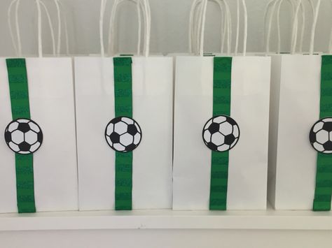 Soccer Themed Birthday Party - Candy Bags Party Candy Bags, Jordan Logo Wallpaper, Soccer Theme, Candy Birthday Party, Soccer Party, Candy Bags, 8th Birthday, Memory Box, Bday Party