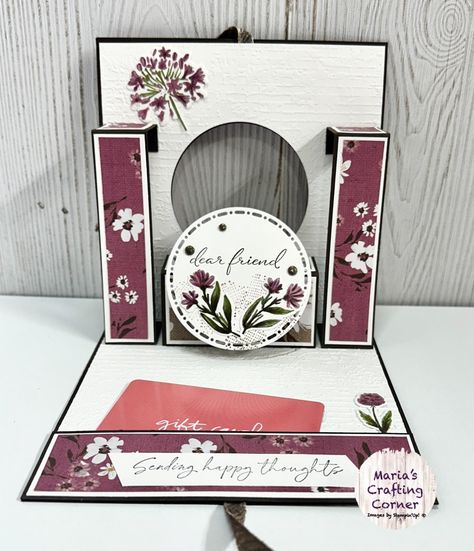 Fun variation to the pop and flip card - Diy Interactive Cards, Crafting Corner, Fancy Fold Card Tutorials, Hand Made Greeting Cards, Step Cards, Flip Cards, Interactive Cards, Shaped Cards, 3d Cards