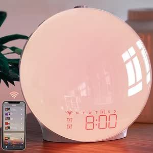 MOMILLA Smart Sunrise Alarm Clock, Wake-up Light Compatible with Alexa, App Control, FM Radio, Sunset Night Light, Dual Alarms with Snooze Function for Heavy Sleepers, Gift for Adults & Kids Sunrise Alarm, Sunrise Alarm Clock, Alexa App, Alarm Clocks, App Control, Gifts For Adults, Fm Radio, Alarm Clock, Night Light