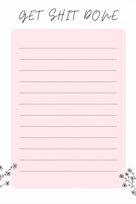 Just get shit done with this to-do list! Stay organized all day long. Goodnotes To Do List, List Journal, Digital Journaling, Aesthetic Notes, Simple Layout, Life Binder, To Do Lists Printable, Priorities List, Calendar Organization