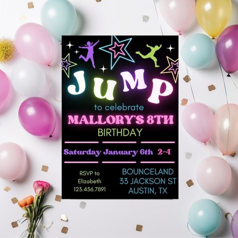 Elevate your girl's birthday bash with our Canva template for a Jump-themed party! Bursting with energy and vibrant colors, this customizable invitation is perfect for a bounce house or jump zone celebration. Download now to set the stage for a high-flying, joy-filled event that will have everyone bouncing with excitement! Party Bounce House, Jump Party Invitations, Winter Onederland Birthday Invitations, Winter Birthday Invitations, Ugly Sweater Party Invitations, Trampoline Party, Snowflake Invitations, Jump Party, Winter Birthday Parties