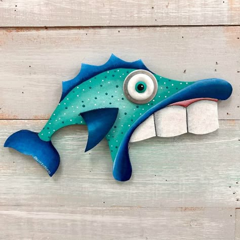 Siren Steve Wooden Funky Fish - Sunshine & Sweet Pea's Coastal Decor Fish Nursery Decor, Silly Fish, Beach Projects, Fishing Nursery, Funky Fish, Funny Guys, Funny Fish, Vbs 2024, Wood Items