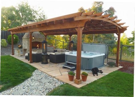 Easy Gazebo, Pavilion Ideas, Hot Tub Pergola, Hot Tub Patio, Diy Gazebo, Hot Tub Gazebo, Gazebo Plans, Hot Tub Backyard, Backyard Gazebo