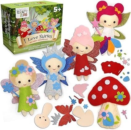 Amazon.com: CRAFTILOO Fairy Sewing Kits for Little Girls 5 Easy Projects for Children Beginners Sewing kit Kid Crafts Make Your Own Felt Pillow Plush Craft Kit My First Sewing Kit Learn to Sew Kit : Toys & Games Fairy Sewing, Kids Sewing Kit, Plush Craft, Fairy Kit, Beginners Sewing, Felt Pillow, Pillow Plush, Sewing Kits, Fairy Crafts