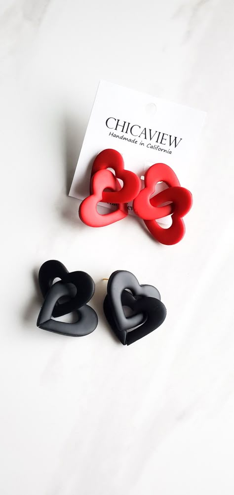 Valentine's Polymer Clay Earrings, Valentines Clay Earrings Diy, Valentine Day Earrings, Polymer Clay Valentine Ideas, Valentine Polymer Clay Ideas, Valentine Earrings Clay, Polymer Clay Heart Earrings, Polymer Clay Earrings Valentines, Valentines Day Polymer Clay Earrings