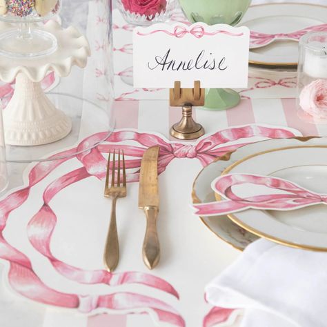 The Pink Bow Place Card is the perfect finishing touch for tables and buffets that need a little more loveliness. Delicately painted with plenty of room to write guest names, dishes, or a sweet note, this place card is always a welcome addition to your whimsical celebrations.Place cards can make guests feel extra special at your gatherings. They also make wonderful buffet labels! Approx. 4.9" x 4.1" flat | 4.9" x 3" foldedSet of 12 Designed and printed in the USA on FSC certified, recycled content. Buffet Labels, Table Accents, Graduation Party Planning, Bridal Shower Tables, Candle Tray, Spring Baby, Sweet Table, Sweet Notes, Place Card