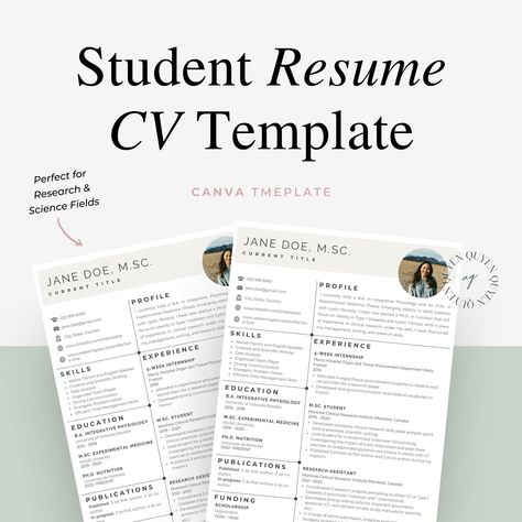 Doctoral Student CV Template, Professional Resume Template, Student CV Academic Research Scholarship, Medical School Resume, Canva Template Student Cv Template, Student Cv, Doctoral Student, School Resume, Resume Template Examples, Cv Template Professional, Student Resume, Type Font, Cv Resume Template