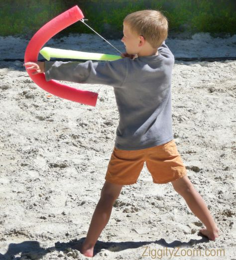 Pool Noodle Bow & Arrow - Ziggity Zoom Family Pool Noodle Toys Diy, Pool Noodle Ideas, Noodle Ideas, Noodle Crafts, Noodles Ideas, Pool Noodle Crafts, Idea Room, Pool Noodle, Kid Pool