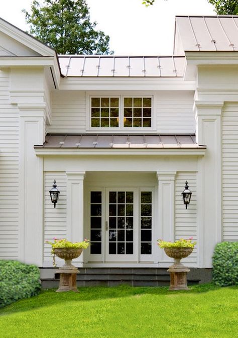 Greek Revival Home Exterior, Modern Colonial House Exterior, House Plans Colonial, Exterior House Painting, Conservatory Ideas, Greek Revival Architecture, Colonial House Exteriors, Greek Revival Home, House Front Porch