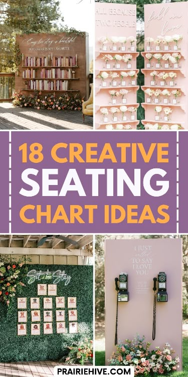 Looking for unique ways to help your guests find their seats at your wedding? Check out these 18 creative seating chart displays! Perfect for planning your guest list and adding a personal touch to each table. #weddingseating #guestlistplanning #weddingplanning #seatingchartideas Wedding Ideas Mirror, Simple Seating Chart Wedding, Seating Chart Wedding Ideas Diy, Simple Seating Chart Wedding Ideas, Rustic Seating Chart Wedding, Creative Seating Chart Wedding, Guest Seating Ideas, Wedding Ideas Seating, Wedding Seating Display