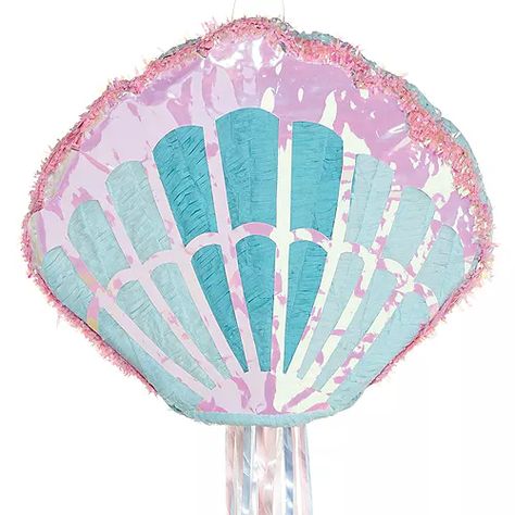 Iridescent Mermaid Wishes Sea Shell Pull String Pinata, 17.75in x 20.75in Mermaid Pinata, Mermaid Birthday Decorations, Mermaid Party Supplies, Iridescent Mermaid, Pinata Fillers, Halloween Kit, Diy Balloon Decorations, Mermaid Parties, Balloon Shop