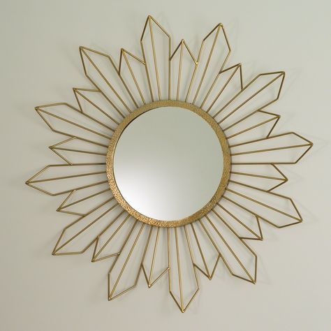 Diy Mirror Design, Gold Sunburst Mirror, Mirror Decor Ideas, Sun Mirror, Gold Sunburst, Decorative Mirrors, Mirror Design Wall, Unique Mirrors, Mirror Console