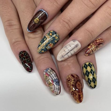 The Metropolitan Museum of Art on Instagram: "Nails fit for a queen 👑 Loving the look of these Tudor-era miniature masterpieces by nail artist Tahvya Krok (@nailedbytav ) featuring shades found in our new Tudors-inspired nail polish by @j.hannah . 💅 Tap the link in bio to shop the polish set—and visit The Met Store IRL to check out our new jewelry capsule with J.Hannah, too." Berry Nail Polish, Berry Nails, Fantasy Nails, Colorful Nail Designs, Minimalist Nails, Cool Nail Art, Fire Nails, Fancy Nails, Holiday Nails