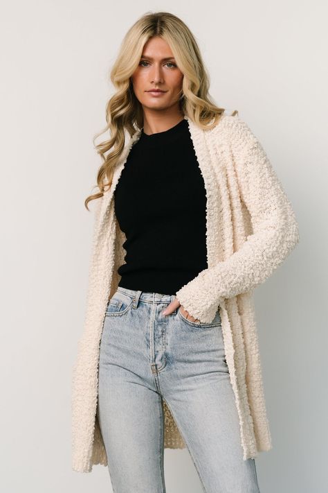 Oxford Pocket Cardigan | Cream Knee Length Cardigan, Velvet Prom Dress, Baltic Born, Cardigan Style, Soft Cardigan, Pocket Cardigan, Chunky Knit Cardigan, Cardigan Outfits, Wear To Work