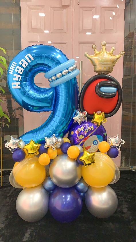 Among Us, Impostor, Alien, Birthday, Decor, Balloon Bouquet, Celebration Balloon Numbers, Balloon Display, Number 11, Balloon Decor, Number Balloons, Balloon Art, Balloon Bouquet, Among Us, Balloon Decorations