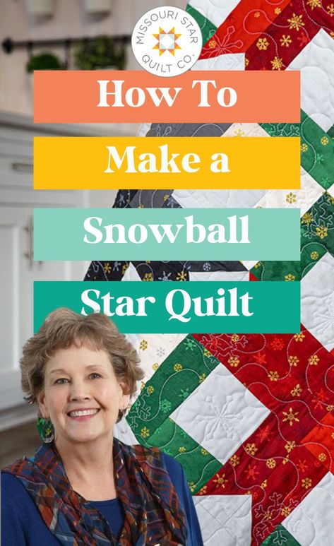 Watch the Free Snowball Star Christmas Quilt Pattern Tutorial for beginner. The Snowball Star is a quick and easy jelly roll pattern. Star Quilt Tutorial, Modern Christmas Quilt, Quilt Tutorial Video, Missouri Quilt Tutorials, Missouri Quilt Company, Missouri Star Quilt Company Tutorials, Missouri Star Quilt Tutorials, Free Quilt Tutorials, Missouri Quilt