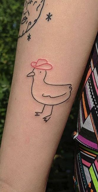 Cowboy Duck Tattoo Goose With Cowboy Hat Tattoo, Duck Riding Skateboard Tattoo, Duck Skateboarding Tattoo, Chicken With Cowboy Hat Tattoo, Animal In Cowboy Hat Tattoo, Duck With Sunglasses Tattoo, Cute Cowboy Tattoo, Cowboy Chicken Tattoo, Duck With Cowboy Hat Tattoo