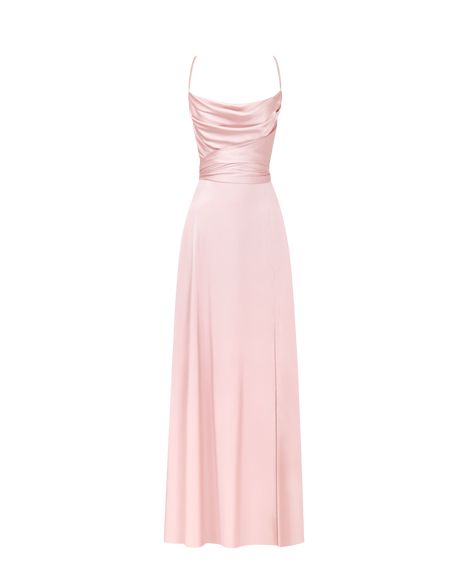 Long Pink Dress Aesthetic, Pink Silk Dress Aesthetic, Baby Pink Formal Dress, Pink Aesthetic Dress, Pale Pink Dresses, Pink Dress Aesthetic, Baby Pink Prom Dress, Pink And Green Dress, Soft Pink Dress