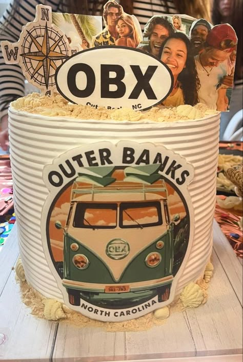 Outer Bank Birthday Party, Birthday Cake Outer Banks, Outer Banks Cakes Ideas, Obx Outer Banks Cakes, Jj Maybank Birthday Cake, Outer Banks Birthday Cake Ideas, Obx Outer Banks Birthday Cake, Obx Themed Birthday Party, Outer Banks Cake Ideas