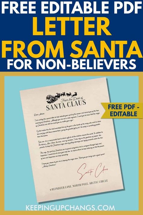 Letter From Santa To Teenager, Letter From Santa To Kids Free Printable, Non Believers, Christmas Letter From Santa, Free Letters From Santa, Letters From Santa, Santa Letters, Santa Printable, Elf Letters