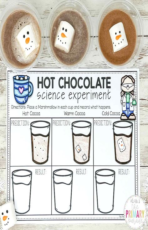 50+ Build a Snowman Craft Printable Ideas for Kids Snowman Science Experiment, Snowman Crafts Preschool, Chocolate Activities, Snowman Hot Chocolate, Christmas Science Activities, Christmas Science Experiments, Winter Science Experiments, Prek Activities, Winter Science