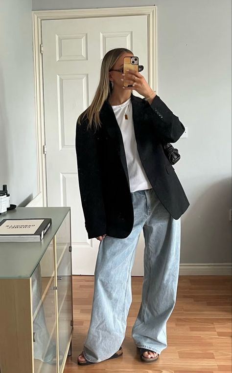 Basic Blazer Outfit, Japan Outfits, Denim Trends, Loose Outfit, Cute Fall Outfits, New Fashion Trends, Autumn Outfit, Business Outfits, Simple Outfits