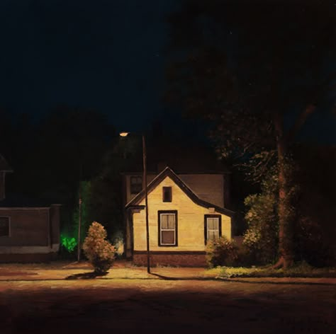 Alberto Ortega - Design Crush Alberto Ortega, Street Lights At Night, Lights At Night, House Painter, Monster Prom, Yellow House, Spanish Painters, Street Lights, Night Landscape