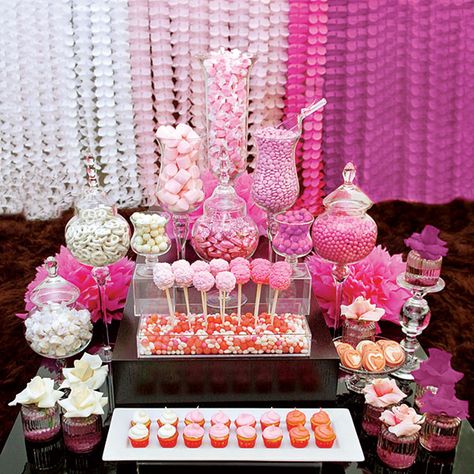 Pink Candy Buffet, Pink Dessert Tables, Buffet Dessert, Candy Buffet Wedding, Pink Desserts, Candy Buffet Tables, Candy Bar Wedding, Candy Station, Rose Bonbon