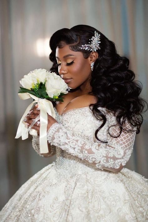 Hairstyles To Do With Knotless, Bride Hairstyles For Black Women, Bridal Hair Styles For Black Women, Wedding Hair Styles Black Women, Sleep In Hairstyles, Bridal Hair Black Women, Wedding Hairstyles Black Women, Hairstyles To Hide Bangs, Wedding Wig