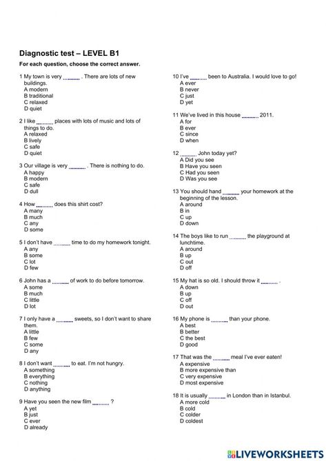 Grammar and Vocabulary online worksheet for B1. You can do the exercises online or download the worksheet as pdf. Esl Advanced, English Exam Papers, English Vocabulary Exercises, O Level English, English Grammar Quiz, Esl Grammar, Grammar Questions, English Quiz, Vocabulary Exercises