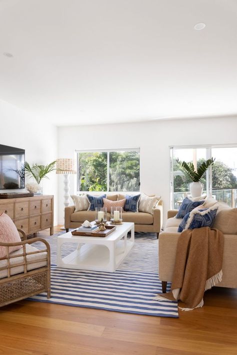 This designer update to a Sunshine Coast home yields lots of classic coastal charm - Queensland Homes Queensland Homes, Beachside House, Beach Words, Boat Oars, Sunshine Beach, Rental Application, Classic Coastal, Real Homes, Coastal Charm