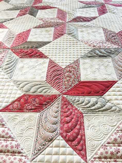 Wedge Star Quilt, Easy Patchwork Quilt, Block Quilting Designs, Easy Patchwork, Lemoyne Star, Quilting Stitch Patterns, Long Arm Quilting Patterns, Free Motion Designs, Free Motion Quilting Patterns