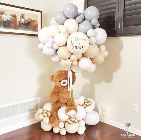 Teddy Bear Baby Shower Theme, Outdoor Halloween Decor, Bear Baby Shower Theme, Idee Babyshower, Shower Balloons, Baby Shower Deco, Baby Gender Reveal Party, Baby Shower Inspiration, Teddy Bear Baby Shower