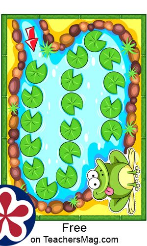 This printable frog board game template can be used to play a variety of games with all the items provided (the printable board game along with chips and enlarged versions of the chips) or other materials can be added as well such as using dice. Frog Games For Kids, Frog Activities, Frog Games, Board Game Template, Tangram Puzzles, Printable Board Games, File Folder Activities, Frog Theme, Card Games For Kids