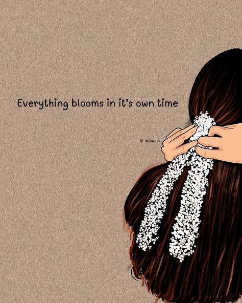 Everything blooms in it’s own time💝 . . Art by @o_adapilla Follow for more🫶 . . #girlthings #flowers #illustration #explore #india #instagram #artoftheday #quotes #aesthetic #artoftheday #love Creative Instagram Names, Girly Art Illustrations Beauty, Cute Picture Quotes, Girl Quote, Lions Photos, Clever Captions For Instagram, Girl Drawing Sketches, Flowers Illustration, Iphone Wallpaper Fall