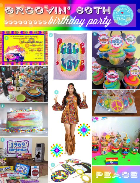 How to plan a 1960s hippie themed birthday party. #hippiepartytheme #hippiebirthdaytheme 1960s Party Theme, 60s Birthday Party, Hippie Themed Birthday Party, 60s Party Themes, Hippie Birthday Party, 70s Party Theme, 60s Theme, 1960s Party, Ty Dye