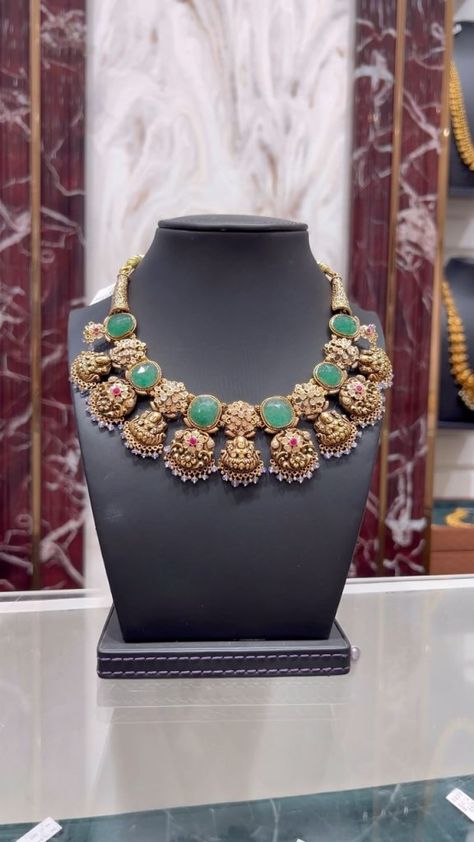 Nakashi and Russian Emeralds Necklace From 'CBJ Gold' • South India Jewels Russian Emerald Necklace, Emeralds Necklace, Russian Emerald, Gold Website, Russian Jewelry, Jewelry Traditional, Real Diamond Necklace, Traditional Indian Jewellery, Gold Jewelry Necklace