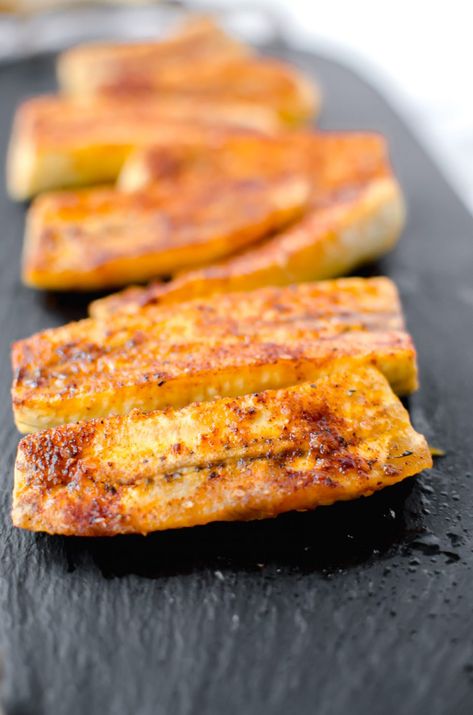 Plantain And Sweet Potato Recipes, Savory Plantain Recipes, Baked Plantains Recipes, Sweet Plantain Lasagna, Stuffed Sweet Plantain Recipes, Amy Cook, Maduros Recipe Sweet Plantains, Sweet Fried Plantains, Roasted Plantains