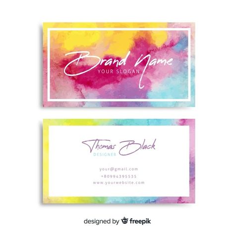 Free Vector Business Cards, Artist Business Cards Design, Artist Business Card, Logo Online Shop, Watercolor Business, Art Business Cards, Watercolor Business Cards, Business Cards Layout, Graphic Design Business Card