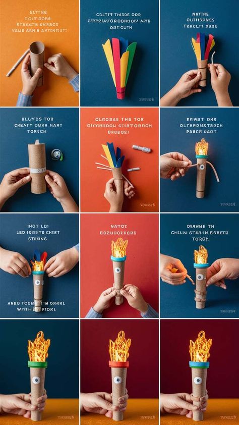 Turn ordinary materials into a spectacular Olympic Torch with our simple tutorial! This craft project is great for kids, helping them learn about the Olympics while having fun creating. Perfect for classrooms or at-home activities. #CraftTutorial #OlympicGames #DIYForKids Olympic Torch Craft, Olympic Torch, Paris Summer, Diy Projects For Kids, Home Activities, Craft Tutorial, Summer Olympics, Olympic Games, Diy For Kids