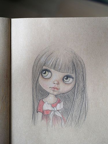 Explore Claudia Stancioli's 2,609 photos on Flickr! Drawing Doll Faces, Cartoon Doll Drawing, Doll Pencil Drawing, Doll Art Drawing Cute, Blythe Doll Drawing, Doll Drawing, Big Eyes Art, Rock Painting Ideas Easy, Doll Painting