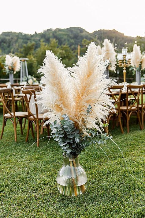 Grass Centerpiece, Pampas Grass Bouquet, Grass Decor, Pampas Grass Decor, Grass Wedding, Wedding Aisle Decorations, Wedding Vases, Eucalyptus Wedding, Aisle Decor