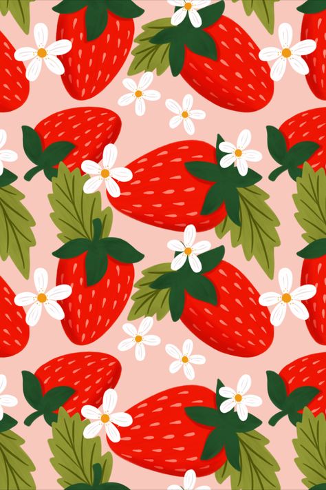 Strawberry Pattern Illustration, Strawberry Illustration Drawings, Strawberry Art Illustration, Strawberry Pattern Wallpaper, Protein Illustration, Fruit Pattern Illustration, Happy Birthday Wishes For Mom, Strawberries Illustration, Illustration Strawberry