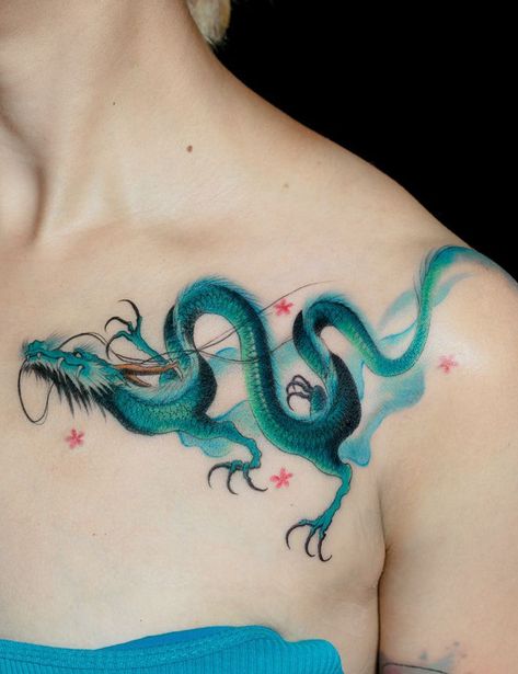 Spirit Dragon Tattoo, Libra Dragon Tattoo, Green Dragon Tattoo, Watercolor Dragon Tattoo, Blue Dragon Tattoo, Dragon Tattoo Meaning, Red Dragon Tattoo, Small Dragon Tattoos, Chinese Dragon Tattoos