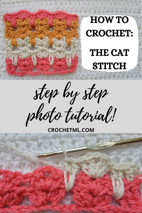 #yarn #fiber #croche #crochet #crocheting #crocheted #crochettutorial #crochettutorials #crochetvideotutorial #howto #crafts #crafting #crafty #handmade #handmadeblog #crochetblog #crochetblogger #beginnercrochet #learntocrochet #learningcrochet #learnhowtocrochet #crochetbeginner #startcrocheting #startlearningcrochet#crochethandmade #videotutorial #videotutorials #howtocrochet #crochetstitchtutorial #crochetstitchtutorials #learningcrocheting #diy #catstitch #crochetcat #crochetst #cats #kitty Crochet Cat Stitch, Beginner Knitting Patterns Free, Trendy Crochet Bag, Crochet Hook And Yarn, Cat Stitch, Crochet Blanket Stitch, Crochet Blanket Stitch Pattern, Stitches Design, 100 Crochet Stitches