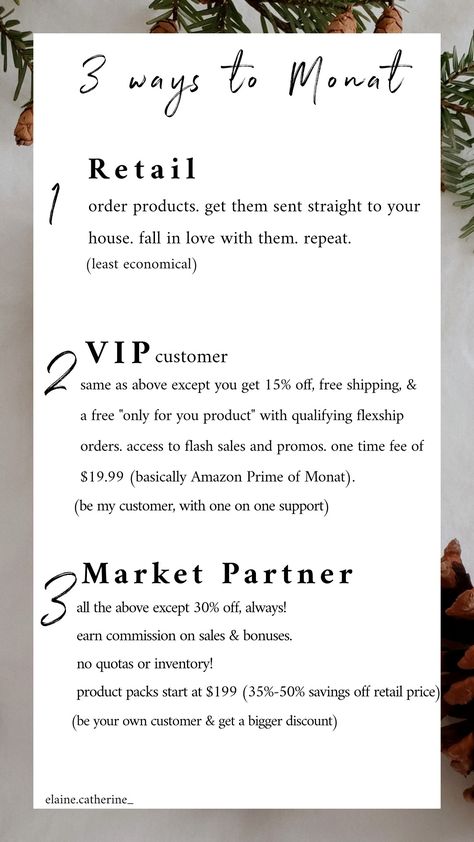 Vip Monat Benefits, Monat Flexship Explained, Monat Order Of Application, Monat Retail Vs Vip Vs Mp, Monat Vip Benefits, Monat Party Ideas, Monat Post Ideas, Monat Flexship, Monat Market Partner Recruiting